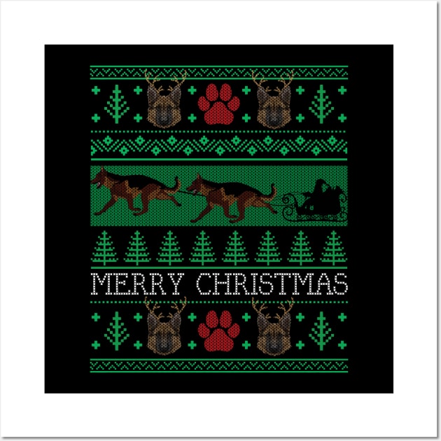 Christmas German Shepherd Dog Lovers Owners Ugly Christmas Sweater Wall Art by mrsmitful01